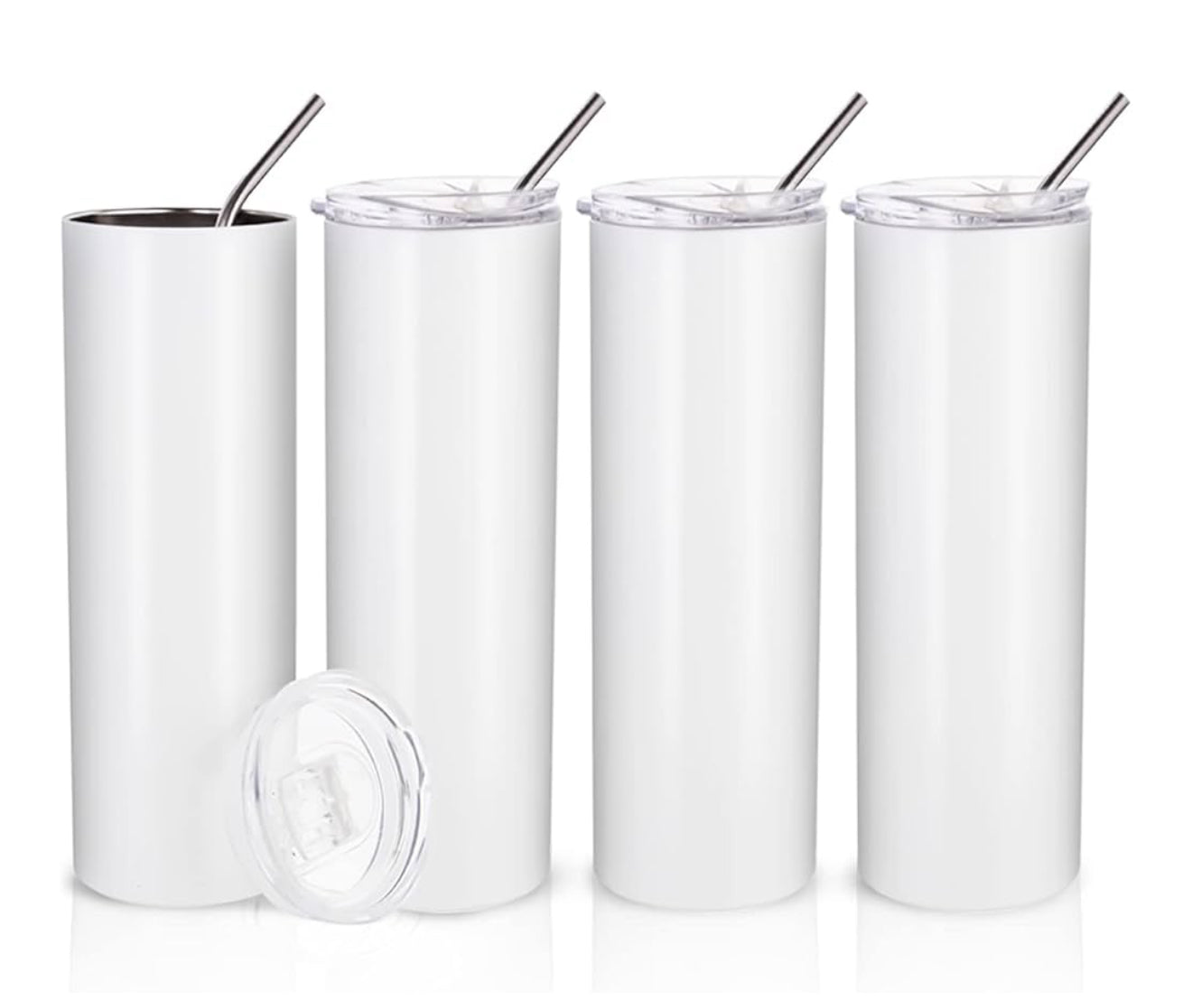 20oz Skinny White Tumbler - Priced to include customized glitter, vinyl decal, alcohol inks