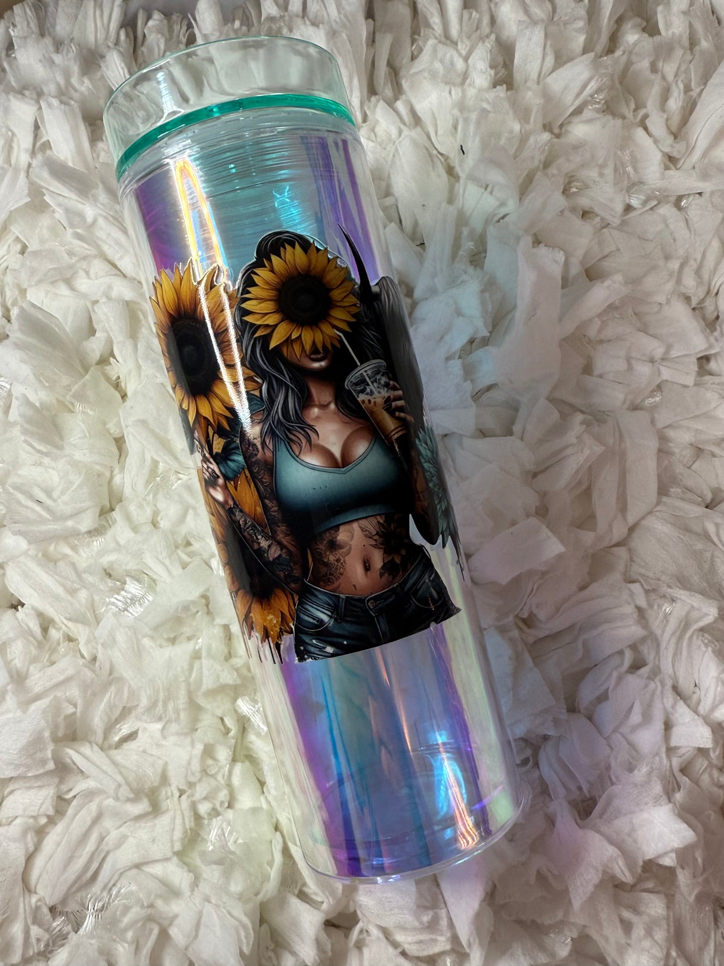 Tattoo Girl Holograhic Tumbler